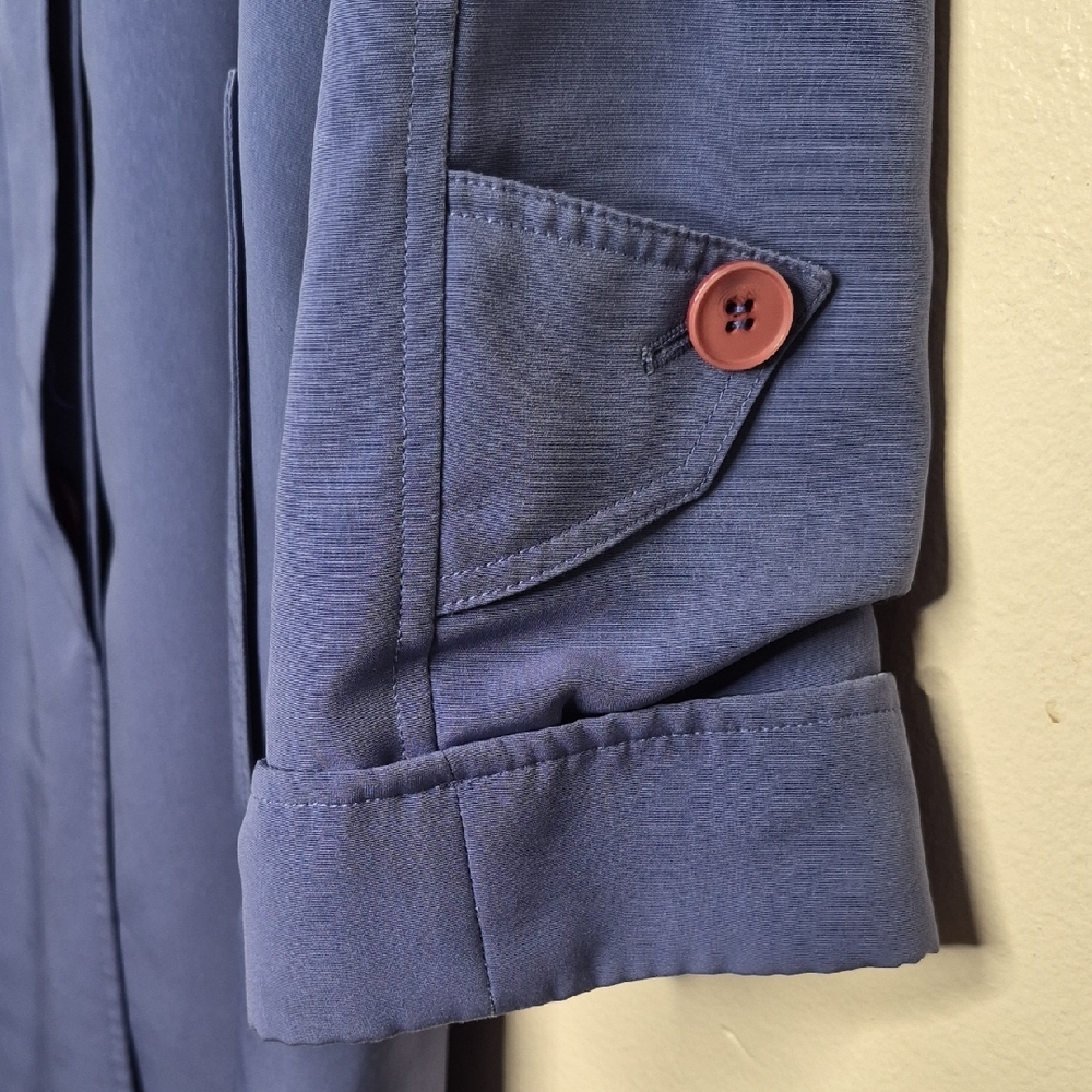 Dusty Blue Lightweight Trench Coat - Picture 3 of 14